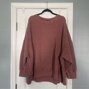 American Eagle AE Big Hug Oversized Waffle Crew Neck Pullover XXL